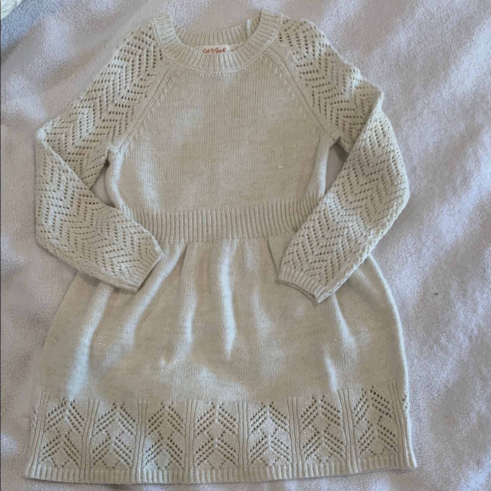 Cream Knit Sweater Dress